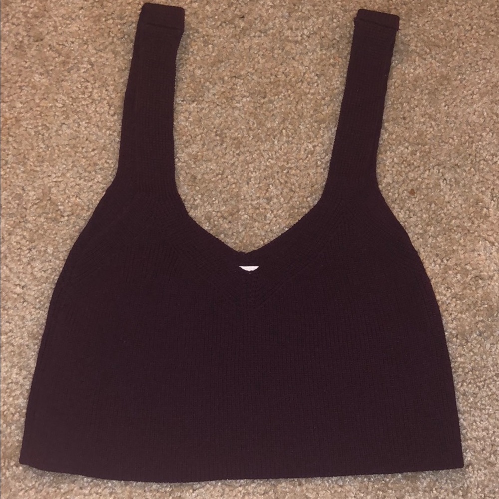 Aritzia Wilfred Dark Purple Crop Top